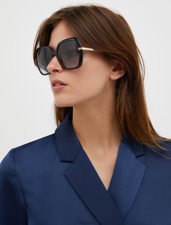 piederums 8VJP1043 melns liela izmēra kvadrātveida saulesbrilles sievietes MAX&Co.