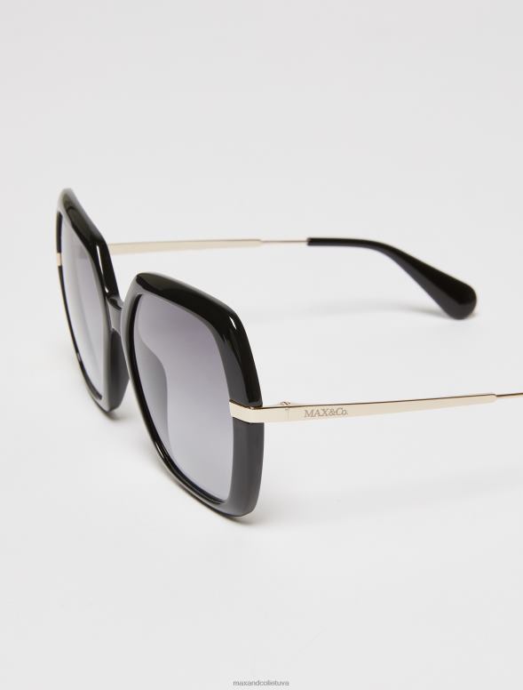 piederums 8VJP1043 melns liela izmēra kvadrātveida saulesbrilles sievietes MAX&Co.