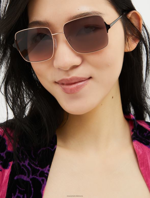 piederums 8VJP1053 antracīts kvadrātveida metāla saulesbrilles sievietes MAX&Co.