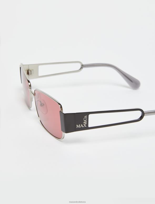 piederums 8VJP1058 tumši pelēks taisnstūrveida metāla brilles sievietes MAX&Co.