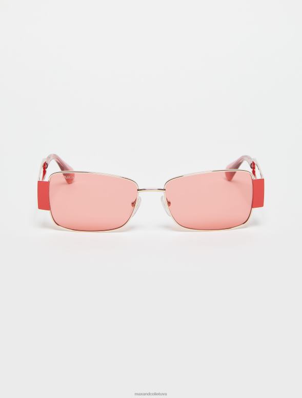 piederums 8VJP1059 rozā taisnstūrveida metāla brilles sievietes MAX&Co.