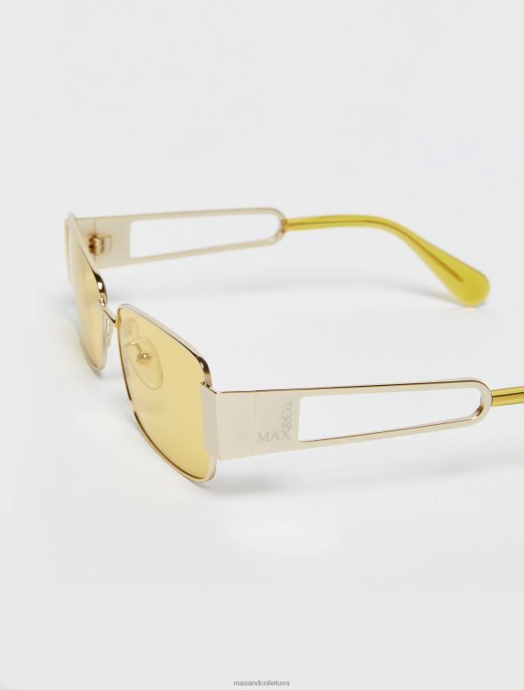 piederums 8VJP1060 zelts taisnstūrveida metāla brilles sievietes MAX&Co.