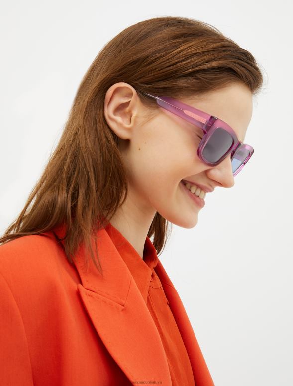 piederums 8VJP1061 rozā taisnstūrveida acetāta brilles sievietes MAX&Co.