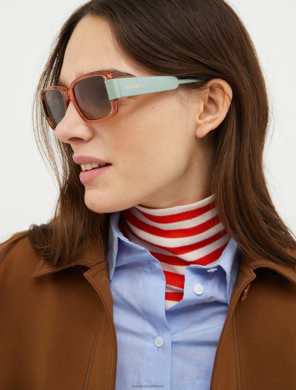 piederums 8VJP1065 rozā taisnstūra divkrāsu brilles sievietes MAX&Co.