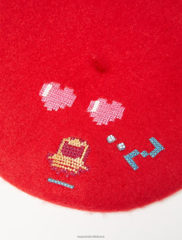 piederums 8VJP1144 sarkans tamagoču vilnas berete sievietes MAX&Co.