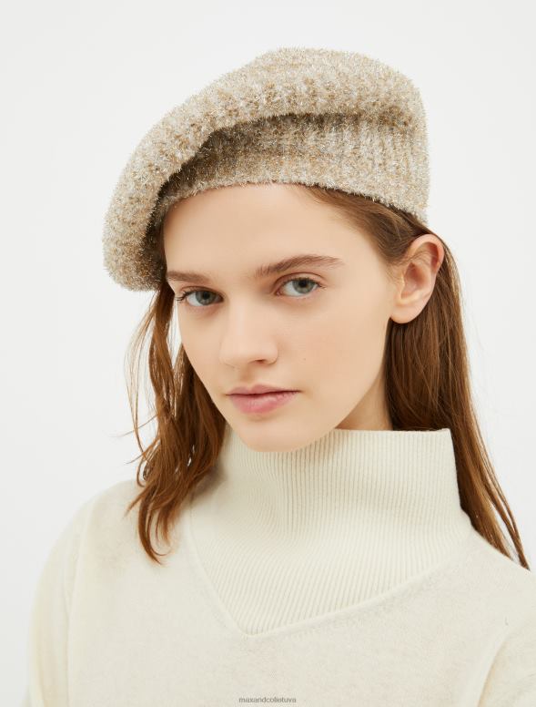 piederums 8VJP1147 optika balta kliba adīta berete sievietes MAX&Co.