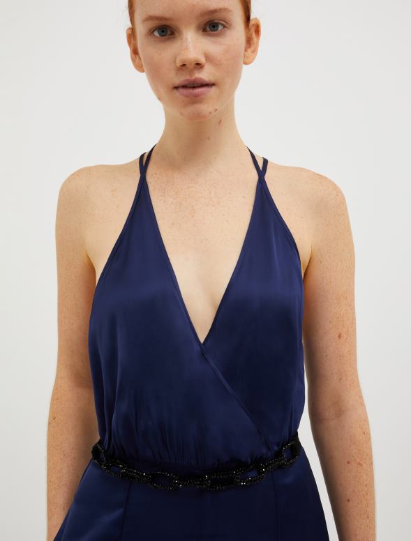 piederums 8VJP1077 melns pērlīšu josta sievietes MAX&Co.