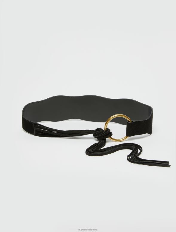 piederums 8VJP1080 melns zamšādas josta ar bārkstīm sievietes MAX&Co.