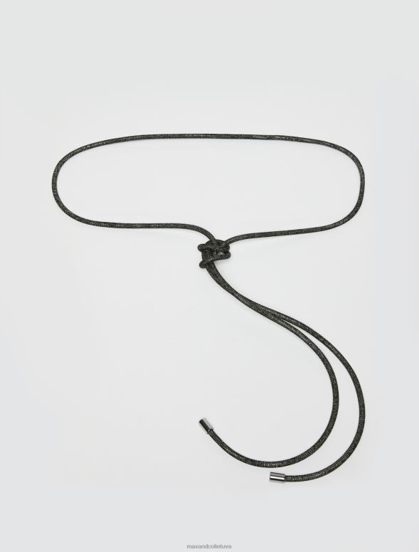 piederums 8VJP1083 melns ar kalnu akmeni izrotāta josta sievietes MAX&Co.