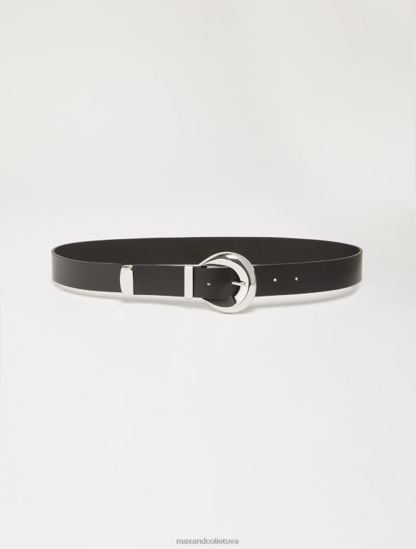 piederums 8VJP1086 melns šaura ādas josta sievietes MAX&Co.
