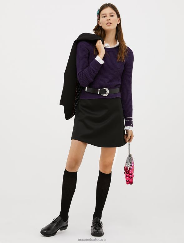 piederums 8VJP1086 melns šaura ādas josta sievietes MAX&Co.