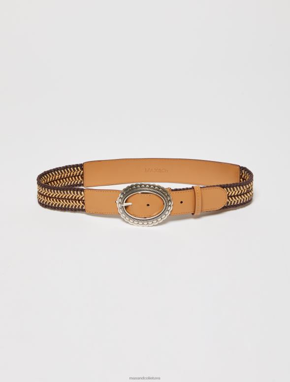 piederums 8VJP1088 brūns ādas un lentes josta sievietes MAX&Co.