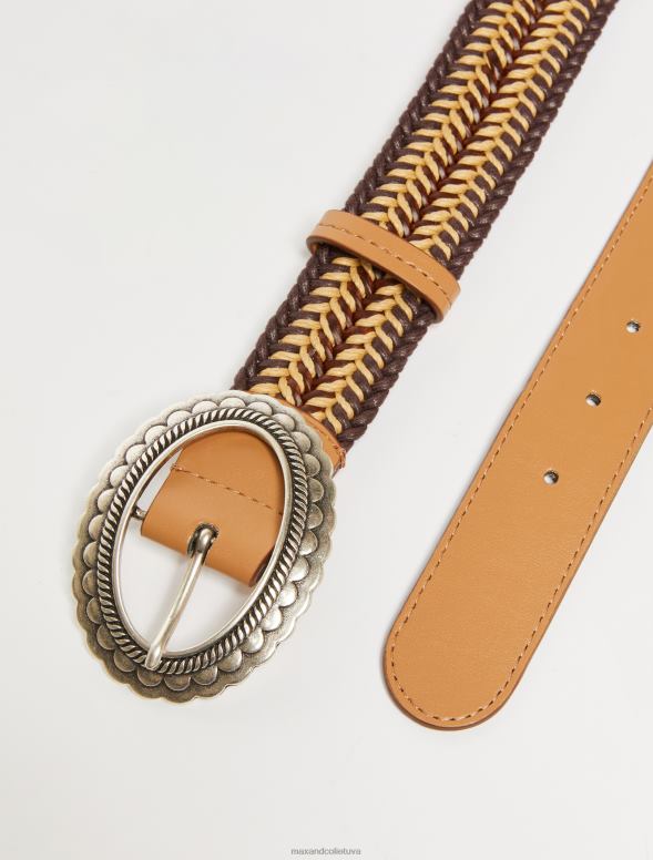 piederums 8VJP1088 brūns ādas un lentes josta sievietes MAX&Co.