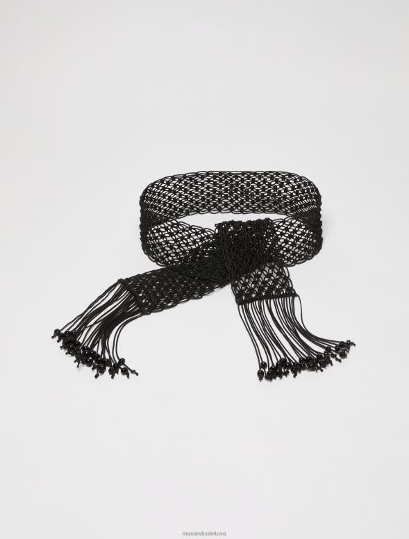 piederums 8VJP1090 melns bārkstīm makramē vērtne sievietes MAX&Co.