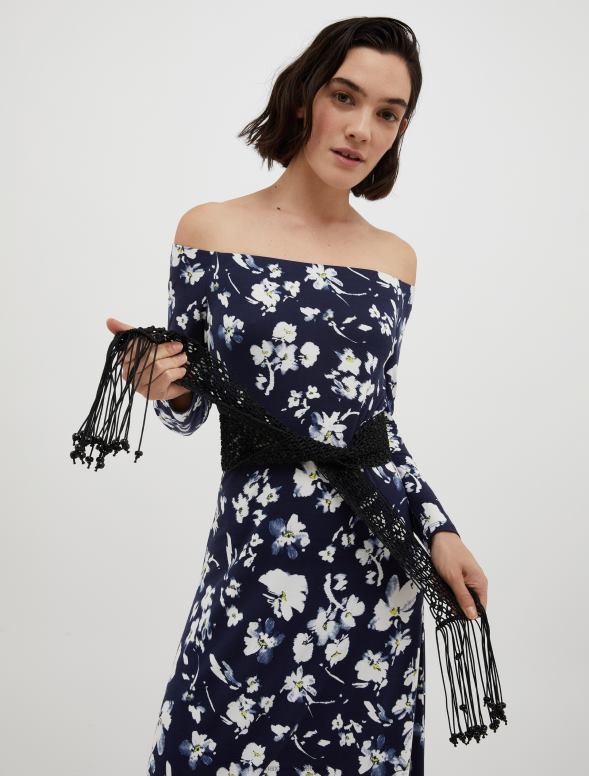 piederums 8VJP1090 melns bārkstīm makramē vērtne sievietes MAX&Co.