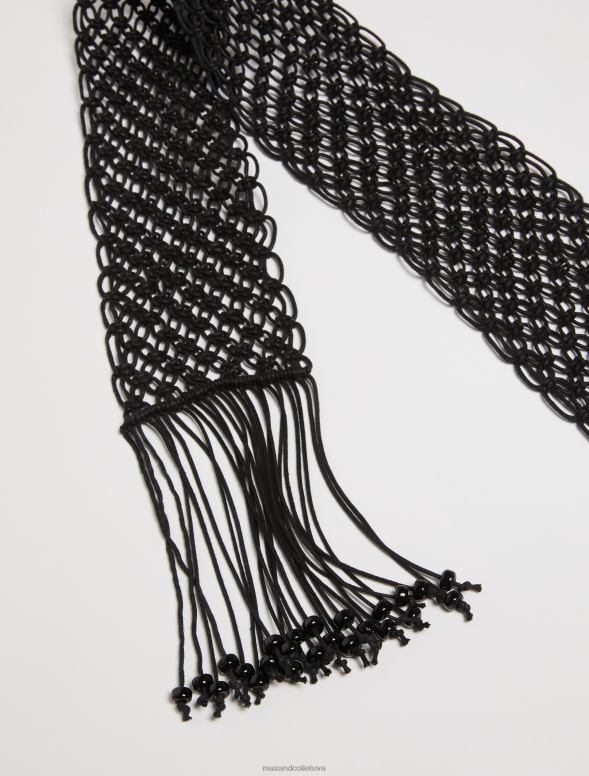 piederums 8VJP1090 melns bārkstīm makramē vērtne sievietes MAX&Co.