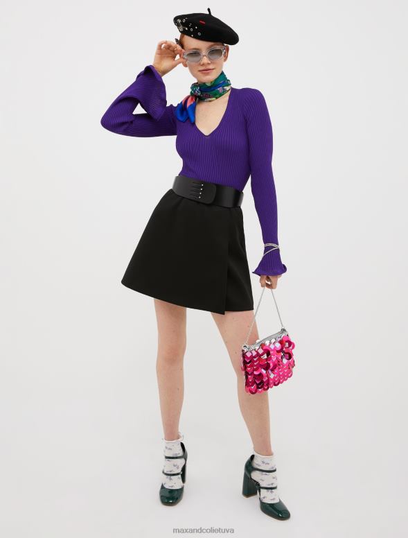 piederums 8VJP1096 melns radžota plata ādas josta sievietes MAX&Co.