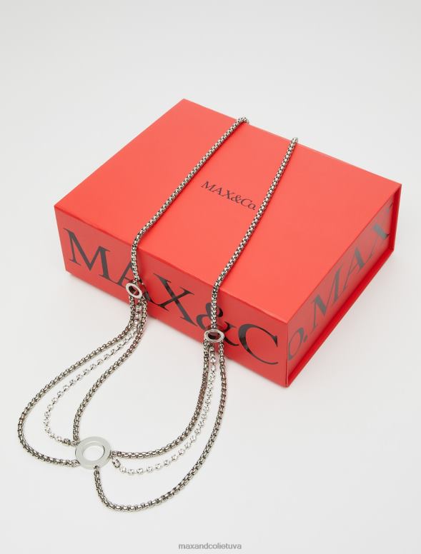 piederums 8VJP1097 gaiši pelēks ar rhinestone izgreznota ķēdes josta sievietes MAX&Co.