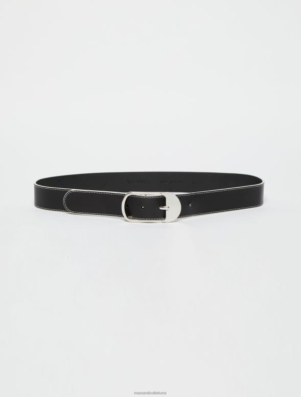 piederums 8VJP1101 melns savilkta ādas josta sievietes MAX&Co.