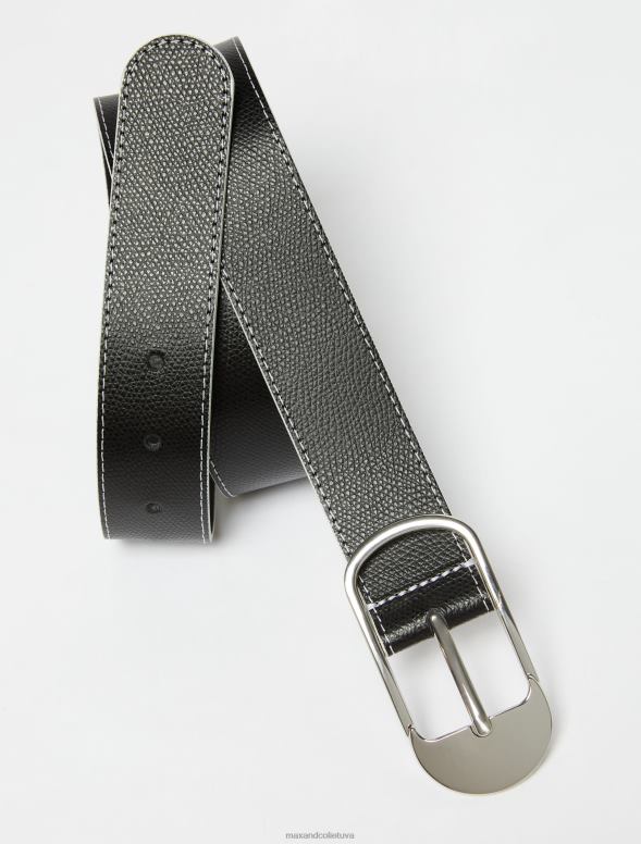 piederums 8VJP1101 melns savilkta ādas josta sievietes MAX&Co.