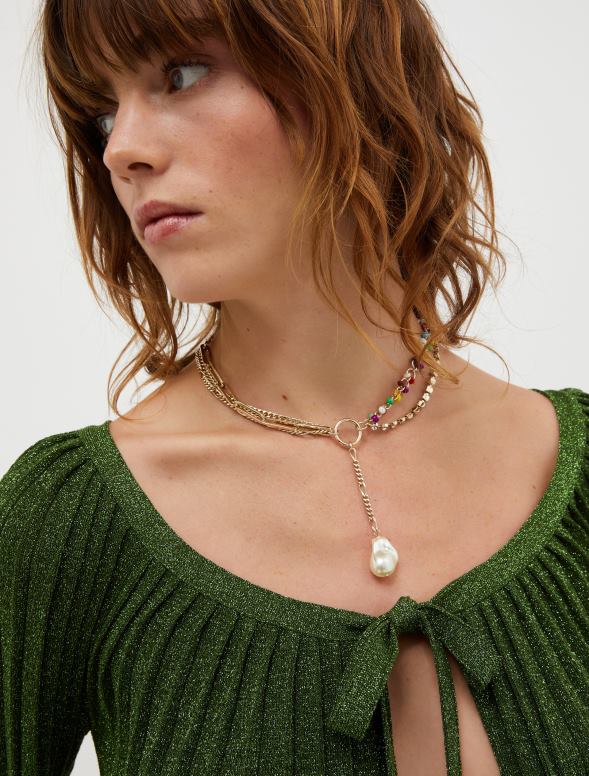 piederums 8VJP1075 zelts jaukta ķēdes kaklarota sievietes MAX&Co.