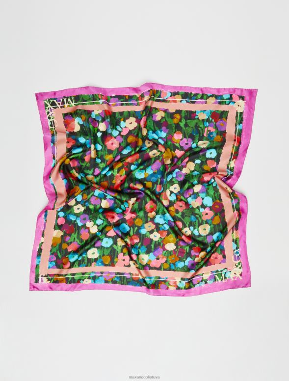 piederums 8VJP1106 fuksija zīda sarža foulard sievietes MAX&Co.