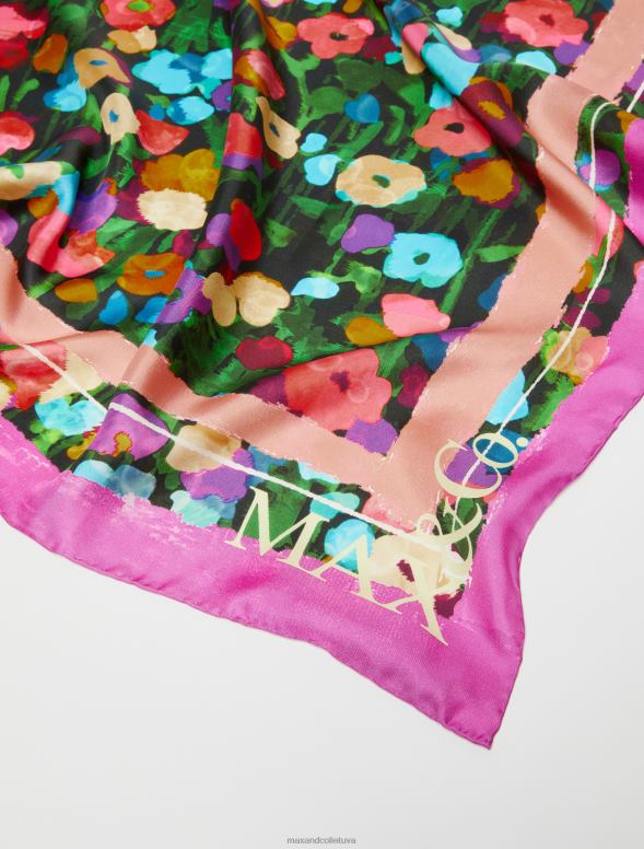 piederums 8VJP1106 fuksija zīda sarža foulard sievietes MAX&Co.