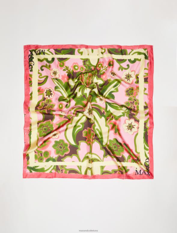 piederums 8VJP1107 rozā zīda sarža foulard sievietes MAX&Co.