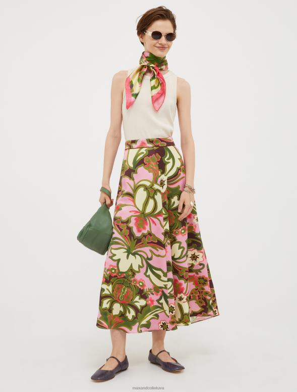 piederums 8VJP1107 rozā zīda sarža foulard sievietes MAX&Co.