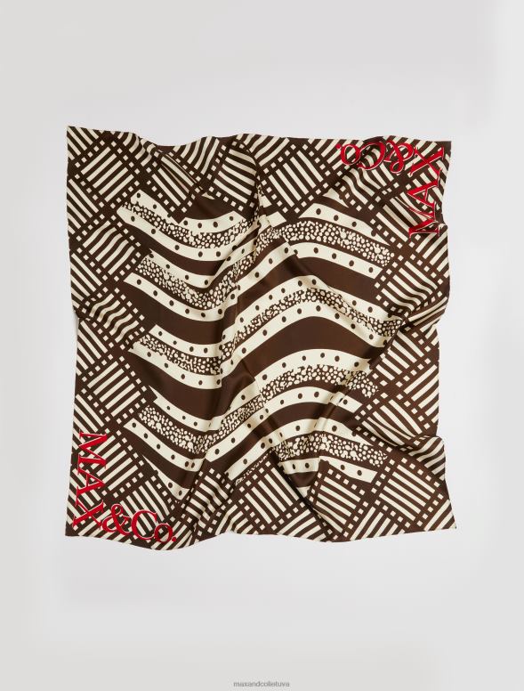 piederums 8VJP1110 tumši brūns cilvēki, vietas, krāsa zīda foulard sievietes MAX&Co.