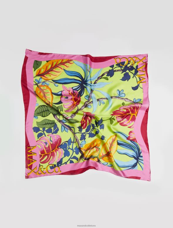 piederums 8VJP1127 saules dzeltens rakstains zīda foulards sievietes MAX&Co.