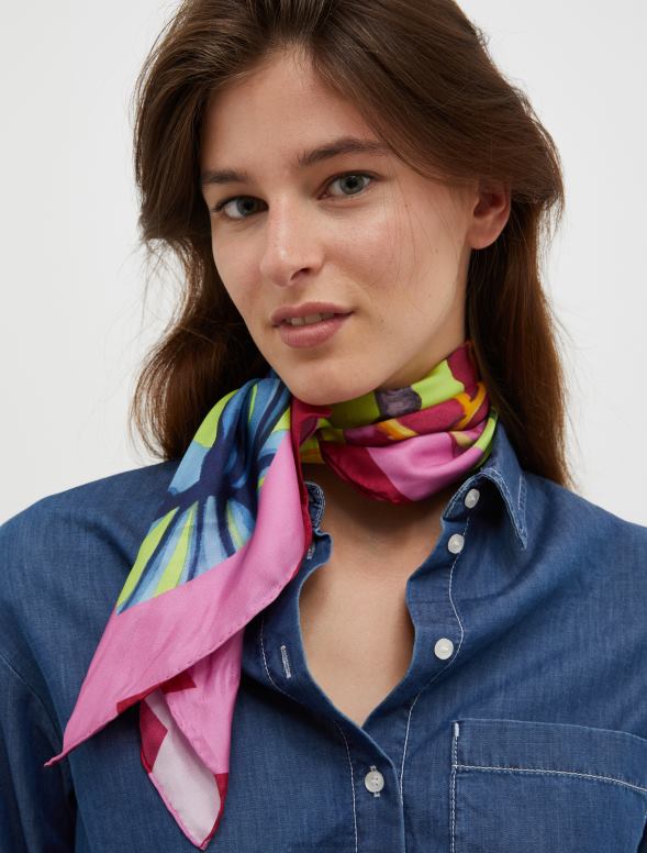 piederums 8VJP1127 saules dzeltens rakstains zīda foulards sievietes MAX&Co.