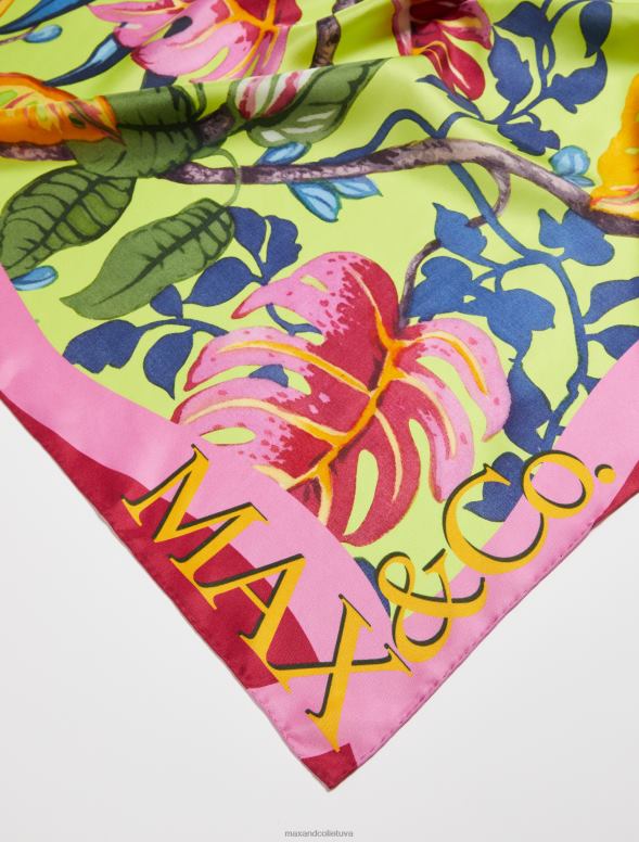 piederums 8VJP1127 saules dzeltens rakstains zīda foulards sievietes MAX&Co.