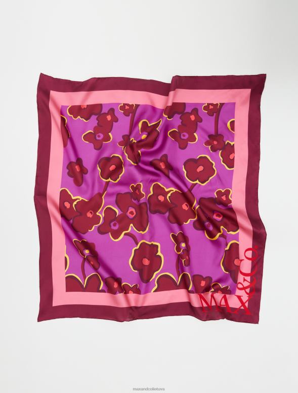 piederums 8VJP1128 violets rakstains zīda foulards sievietes MAX&Co.
