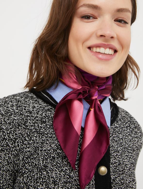 piederums 8VJP1128 violets rakstains zīda foulards sievietes MAX&Co.