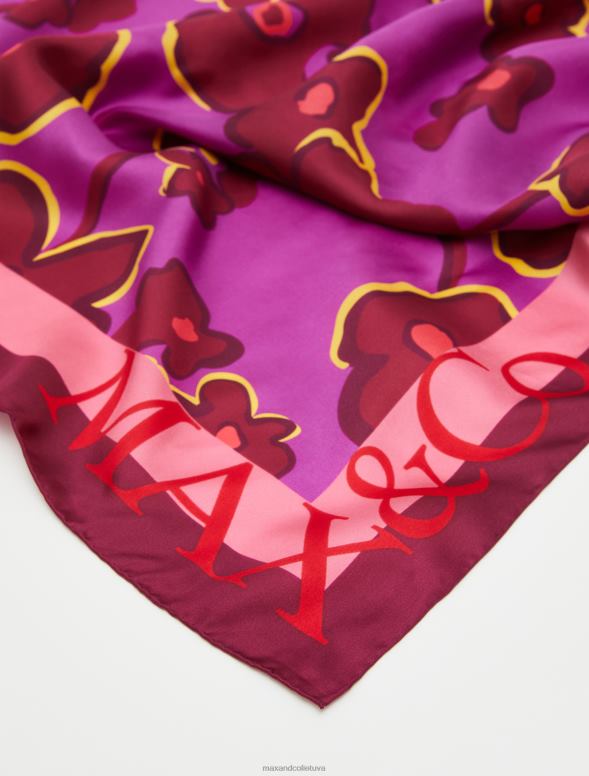 piederums 8VJP1128 violets rakstains zīda foulards sievietes MAX&Co.