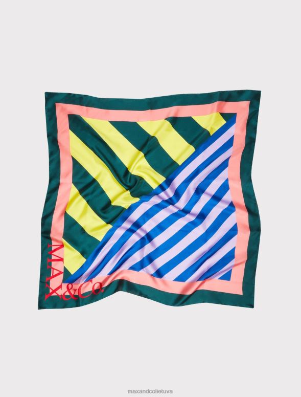 piederums 8VJP1129 zaļš rakstains zīda foulards sievietes MAX&Co.