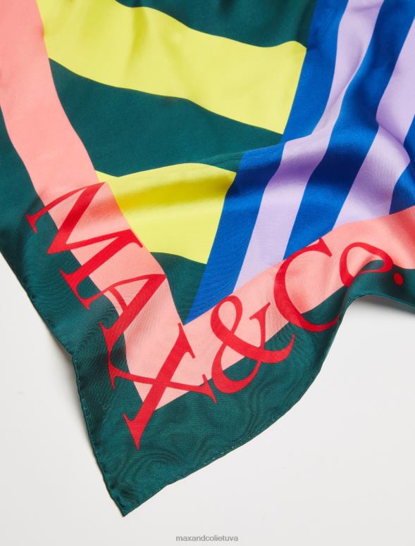 piederums 8VJP1129 zaļš rakstains zīda foulards sievietes MAX&Co.