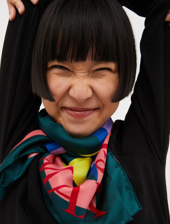 piederums 8VJP1129 zaļš rakstains zīda foulards sievietes MAX&Co.