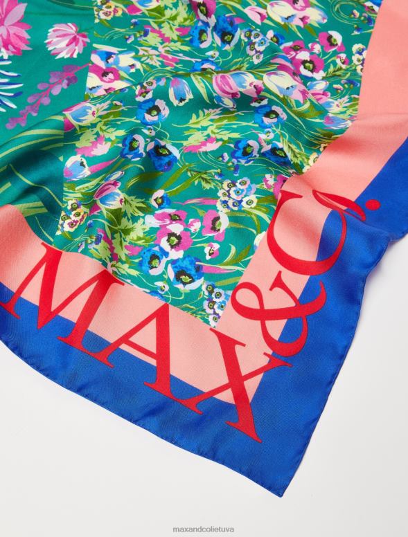 piederums 8VJP1130 fuksija rakstains zīda foulards sievietes MAX&Co.