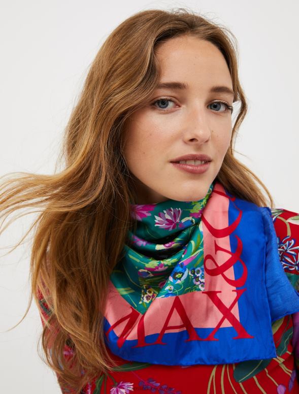 piederums 8VJP1130 fuksija rakstains zīda foulards sievietes MAX&Co.