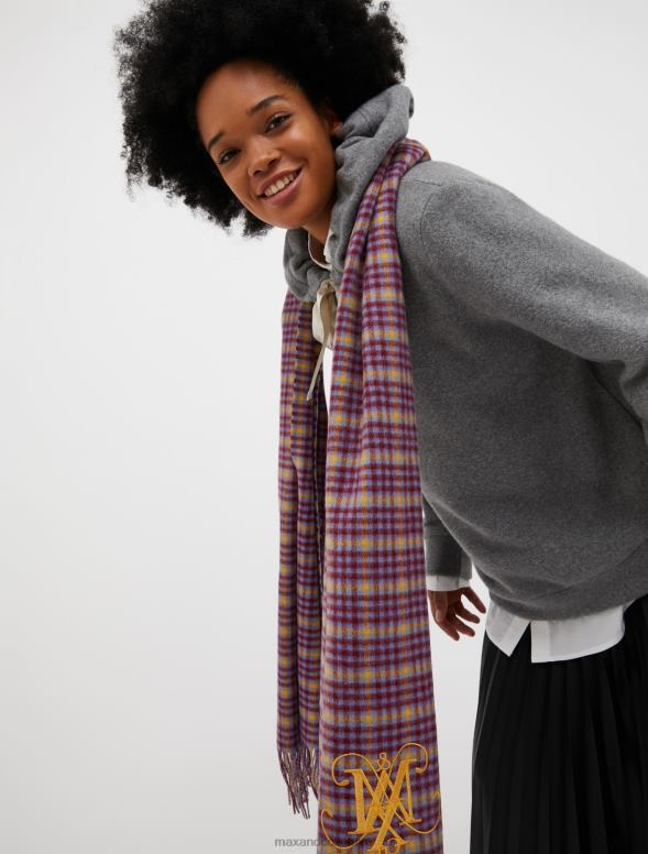 piederums 8VJP1132 gaiši zils monogramma vilnas nozaga sievietes MAX&Co.