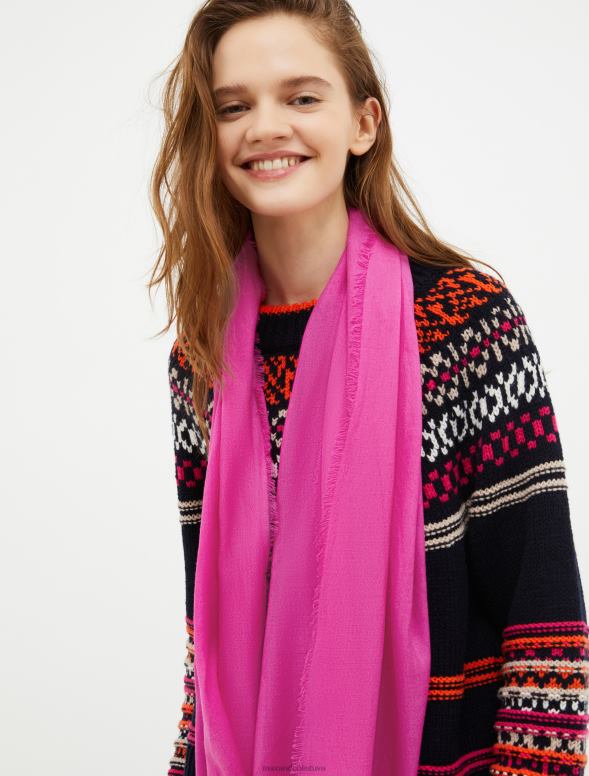 piederums 8VJP1142 fuksija monogramma vilnas nozaga sievietes MAX&Co.