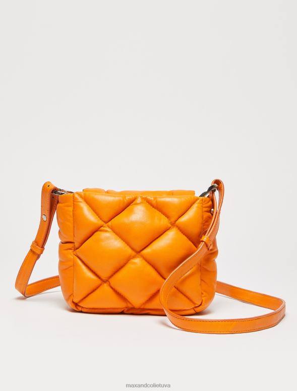 piederums 8VJP1000 apelsīns stepēta nappa ādas mini soma sievietes MAX&Co.