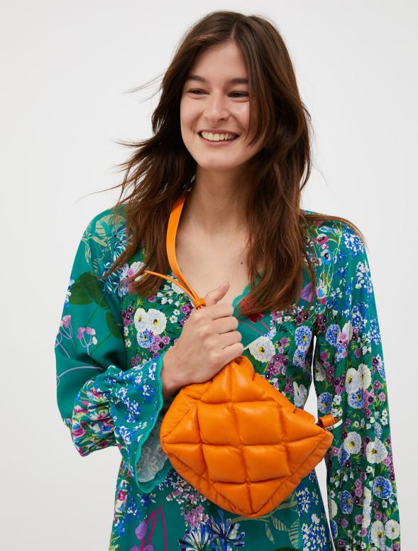 piederums 8VJP1000 apelsīns stepēta nappa ādas mini soma sievietes MAX&Co.