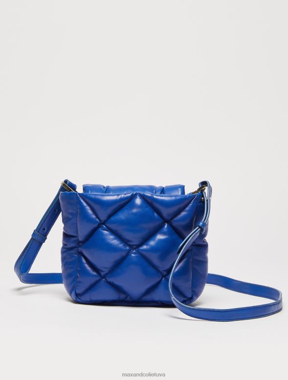 piederums 8VJP1001 rudzupuķu zils stepēta nappa ādas mini soma sievietes MAX&Co.