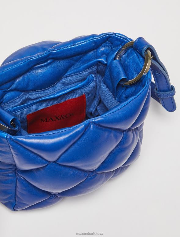 piederums 8VJP1001 rudzupuķu zils stepēta nappa ādas mini soma sievietes MAX&Co.