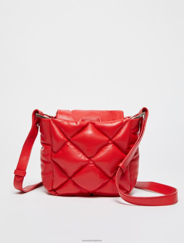 piederums 8VJP1004 sarkans stepēta nappa ādas mini soma sievietes MAX&Co.