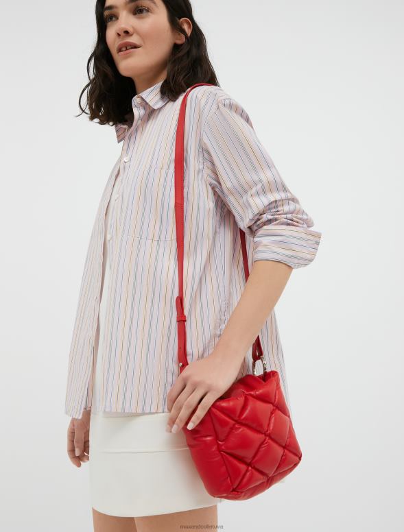 piederums 8VJP1004 sarkans stepēta nappa ādas mini soma sievietes MAX&Co.