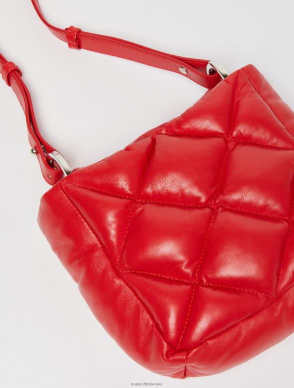 piederums 8VJP1004 sarkans stepēta nappa ādas mini soma sievietes MAX&Co.